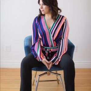 Silky wrap business casual top ❤️💜💛🧡